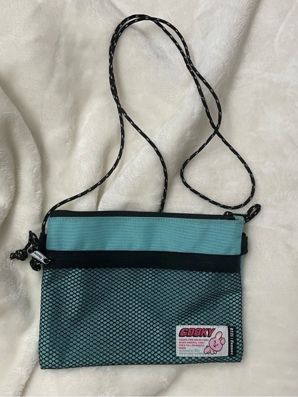 BT21 X Fennec Collaboration Cooky Teal Crossbody Bag